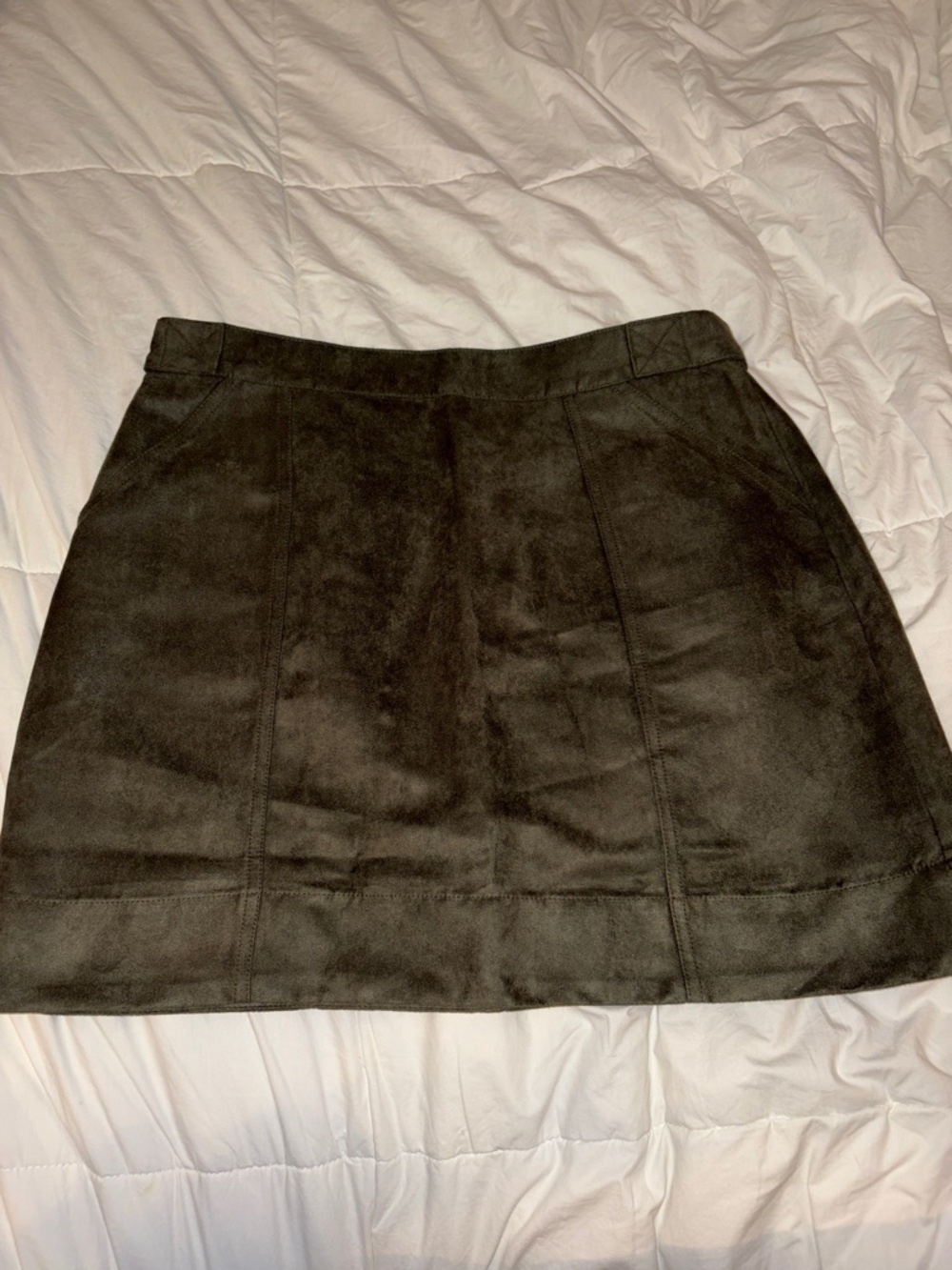 Banana Republic Dark Green Suede-Look Mini Skirt